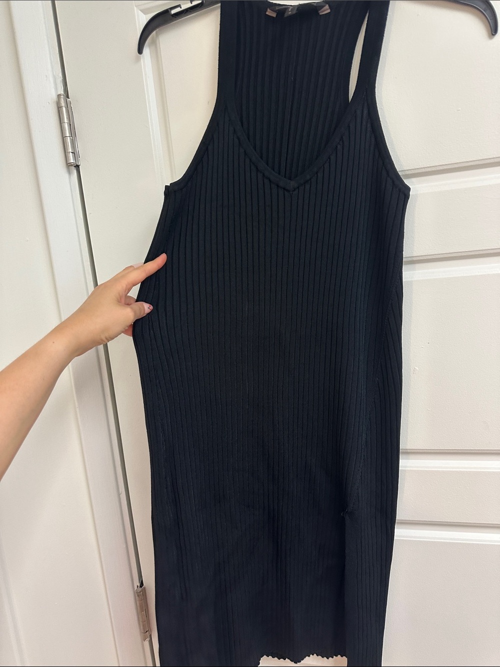 BCBGMaxAzria Black Ribbed V-Neck Tank Dress